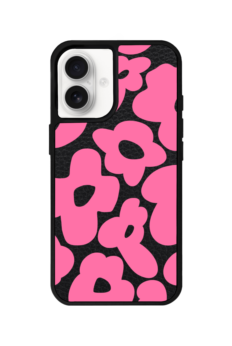 iPhone 16 Daisy Pop Leather Deri Telefon Kılıfı Siyah - SUMTHINCS