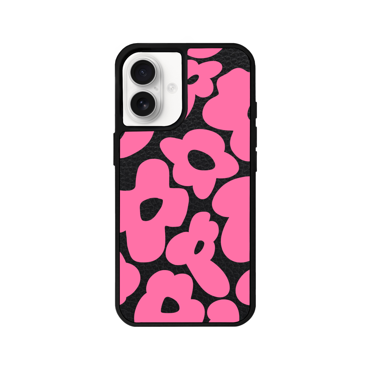 iPhone 16 Daisy Pop Leather Deri Telefon Kılıfı Siyah - SUMTHINCS