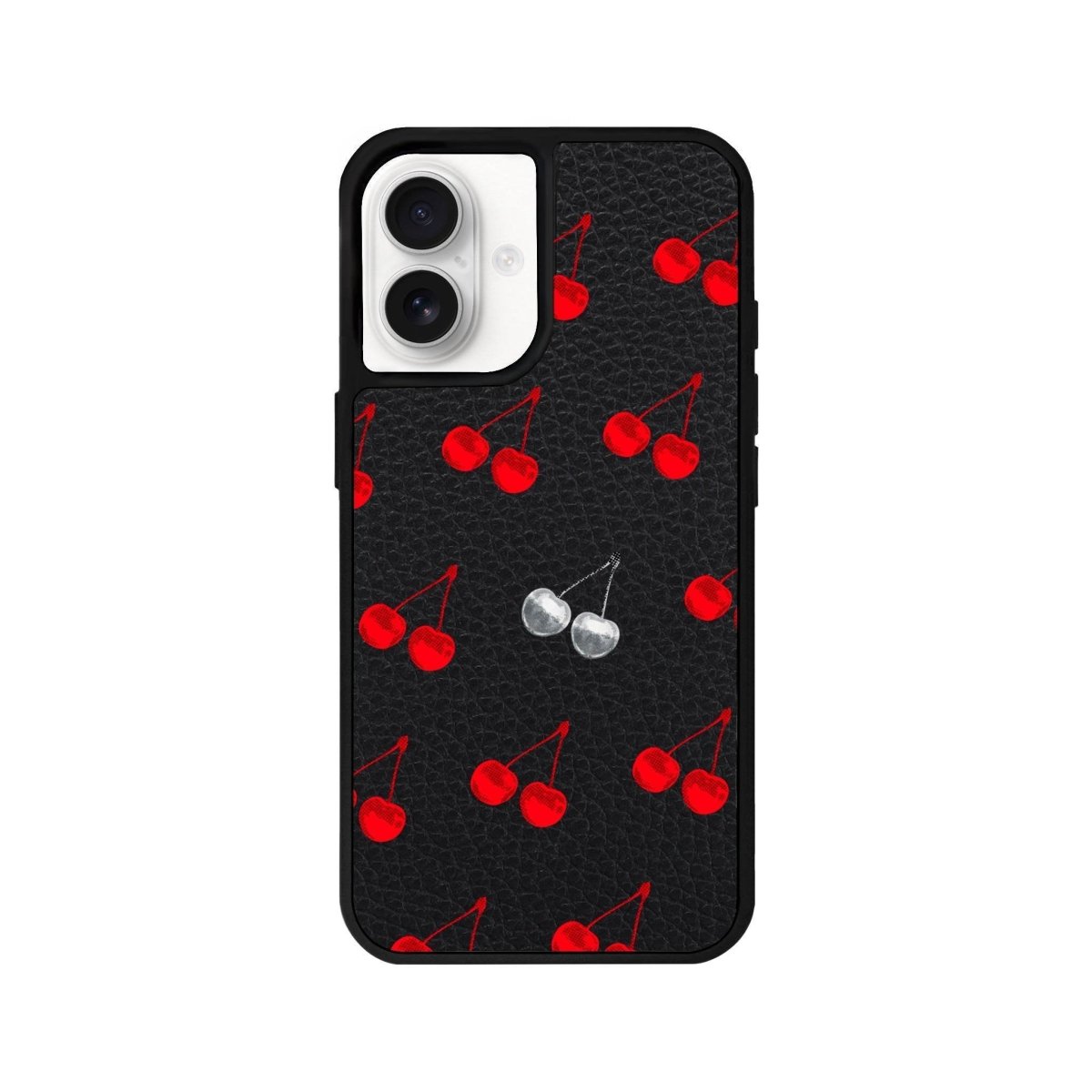 iPhone 16 Disco Cherry Leather Vegan Deri Telefon Kılıfı Siyah - SUMTHINCS