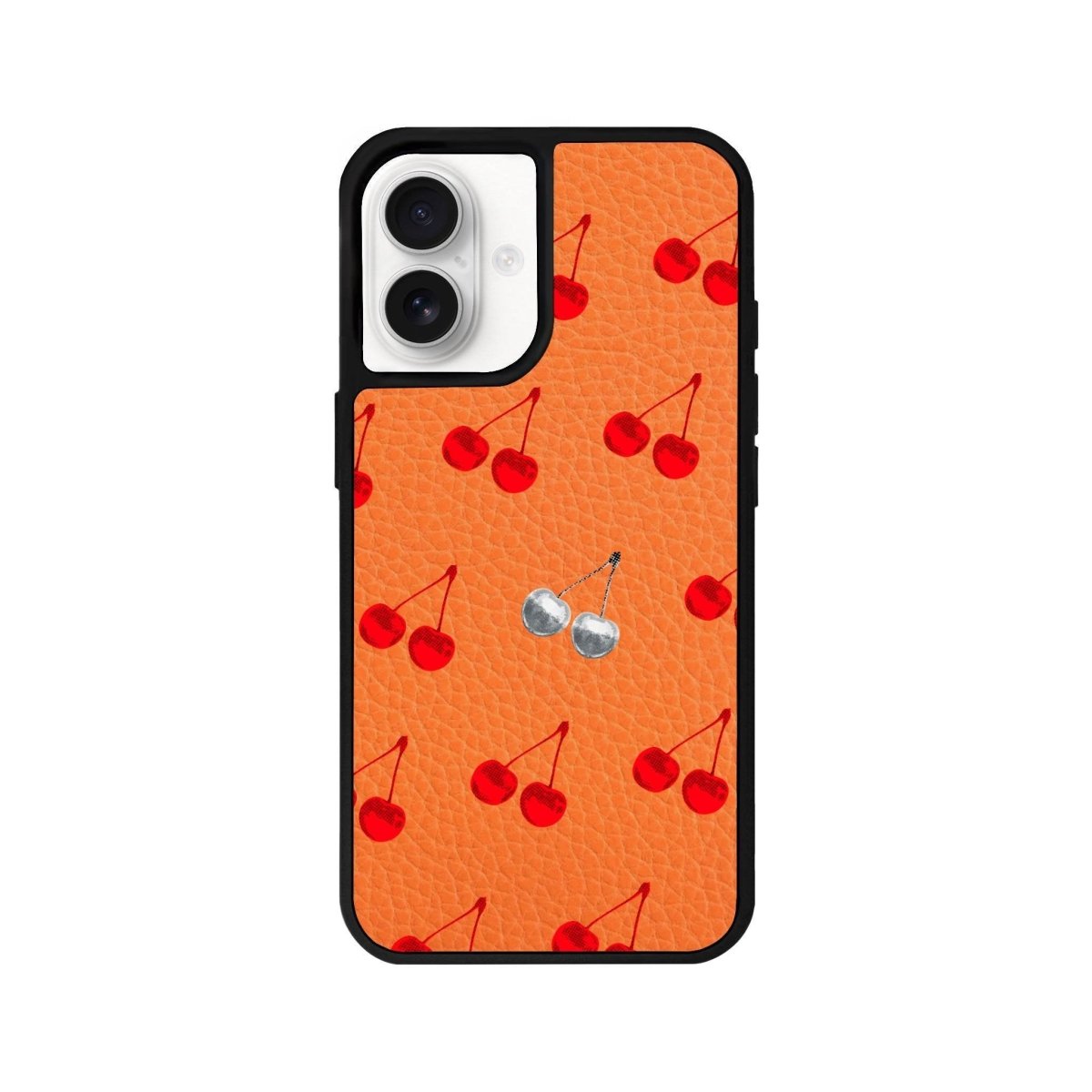 iPhone 16 Disco Cherry Leather Vegan Deri Telefon Kılıfı Turuncu - SUMTHINCS