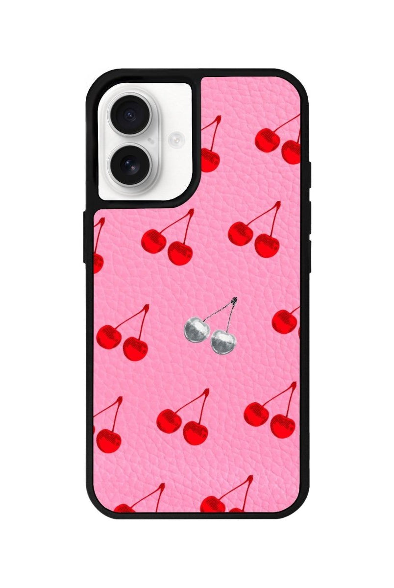iPhone 16 Disco Cherry Leather Vegan Deri Telefon Kılıfı Pembe - SUMTHINCS