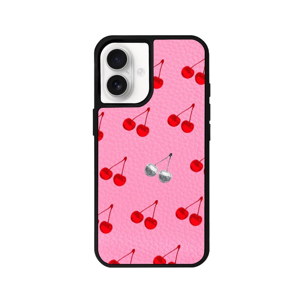 iPhone 16 Disco Cherry Leather Vegan Deri Telefon Kılıfı Pembe - SUMTHINCS