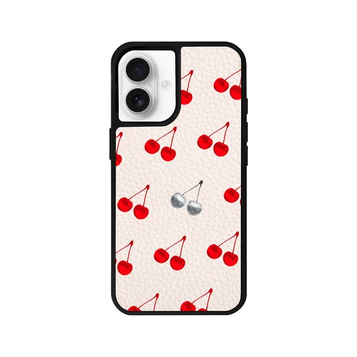 iPhone 16 Disco Cherry Leather Vegan Deri Telefon Kılıfı Bej - SUMTHINCS