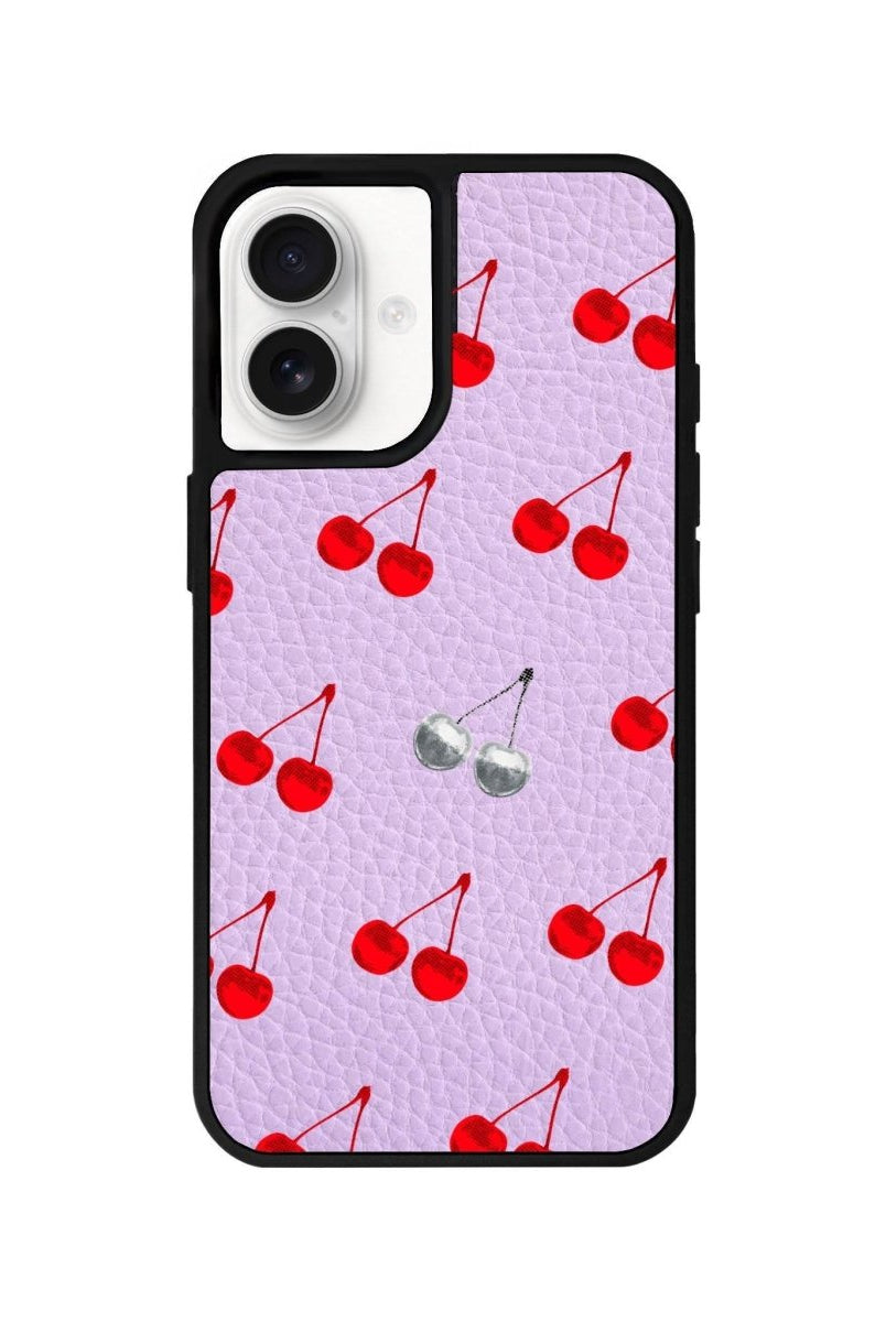 iPhone 16 Disco Cherry Leather Vegan Deri Telefon Kılıfı Lila - SUMTHINCS