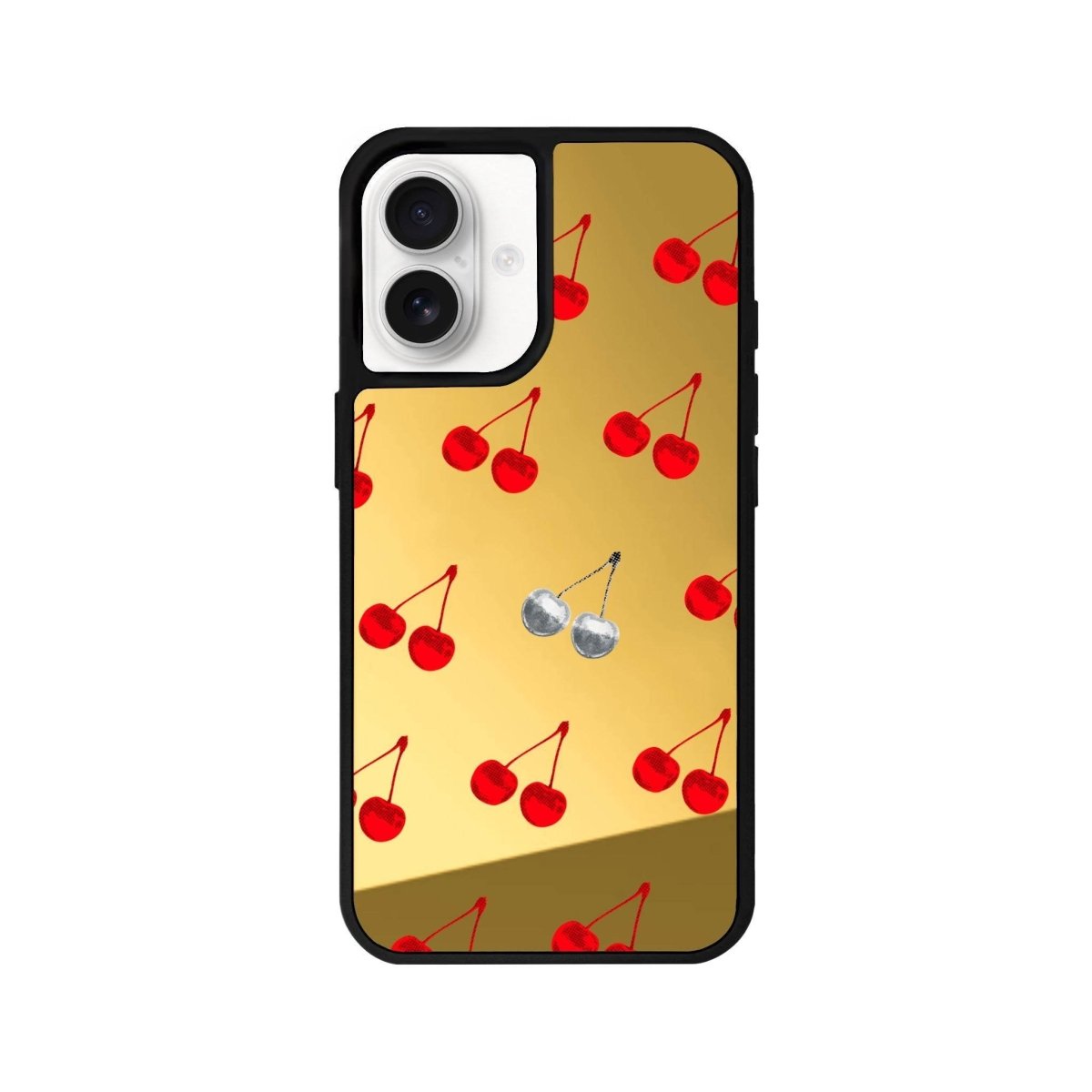 iPhone 16 Disco Cherry Mirror Aynalı Telefon Kılıfı Altın - SUMTHINCS