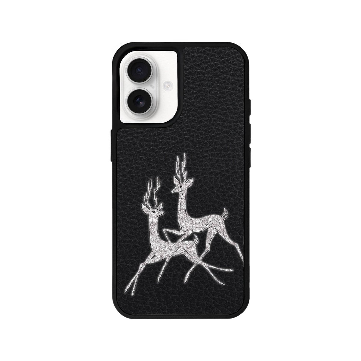 iPhone 16 Disco Deers Leather Vegan Deri Telefon Kılıfı Siyah - SUMTHINCS