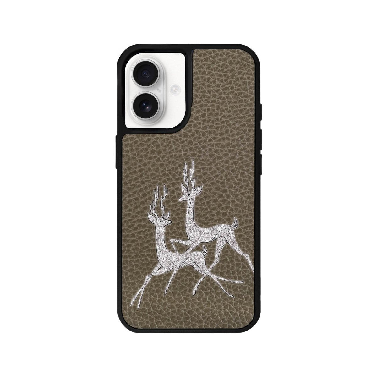 iPhone 16 Disco Deers Leather Vegan Deri Telefon Kılıfı Haki - SUMTHINCS