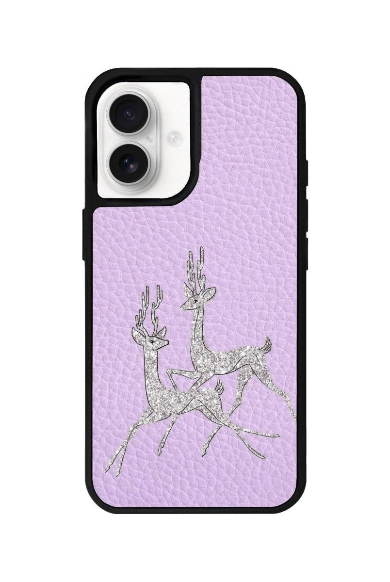 iPhone 16 Disco Deers Leather Vegan Deri Telefon Kılıfı Lila - SUMTHINCS