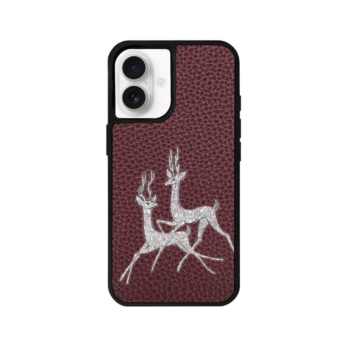 iPhone 16 Disco Deers Leather Vegan Deri Telefon Kılıfı Bordo - SUMTHINCS