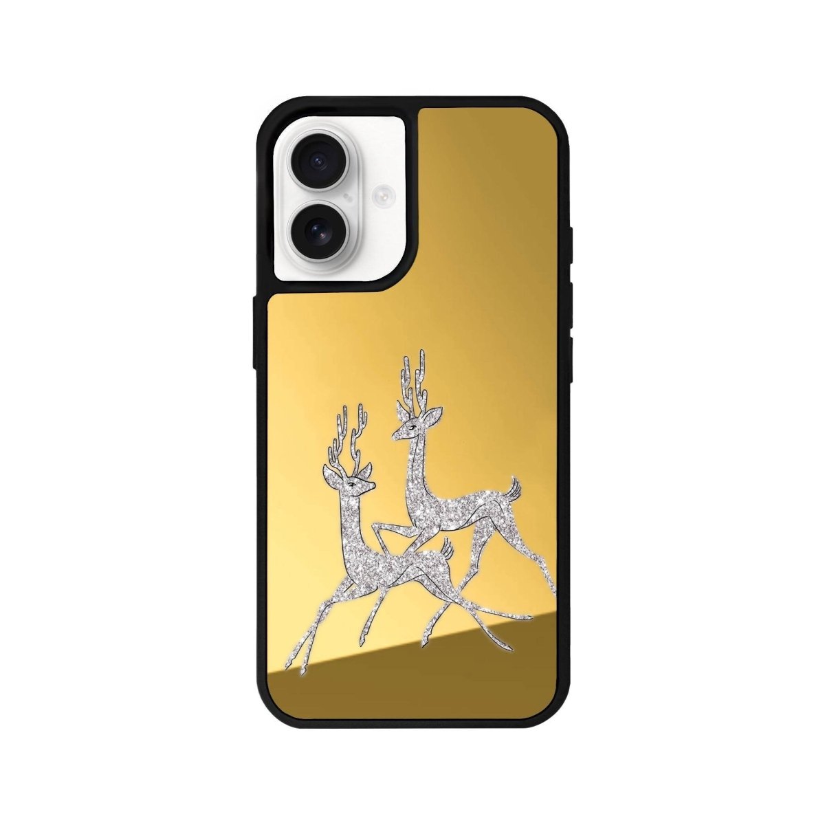 iPhone 16 Disco Deers Mirror Aynalı Telefon Kılıfı Altın - SUMTHINCS