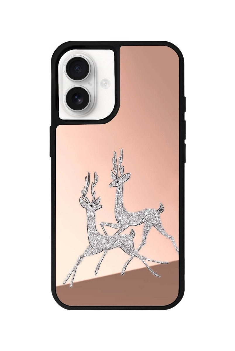 iPhone 16 Disco Deers Mirror Aynalı Telefon Kılıfı Metalik Pembe - SUMTHINCS