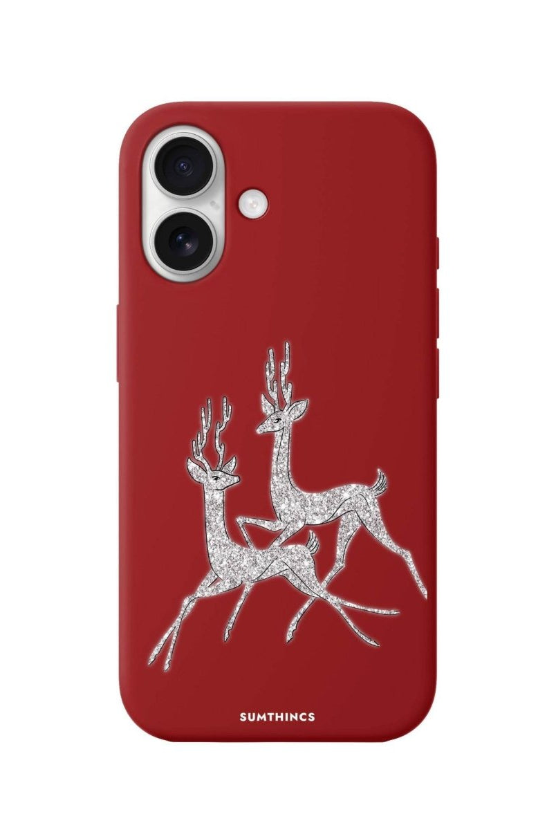 iPhone 16 Disco Deers Premium Telefon Kılıfı Kırmızı - SUMTHINCS