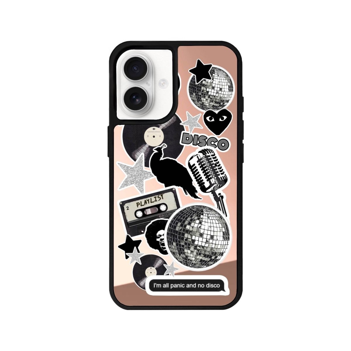 iPhone 16 Disco Stickers Mirror Aynalı Telefon Kılıfı Metalik Pembe - SUMTHINCS