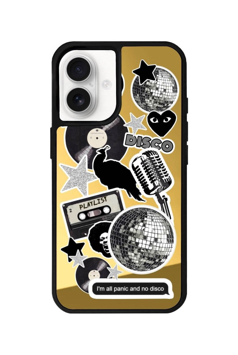 iPhone 16 Disco Stickers Mirror Aynalı Telefon Kılıfı Altın - SUMTHINCS