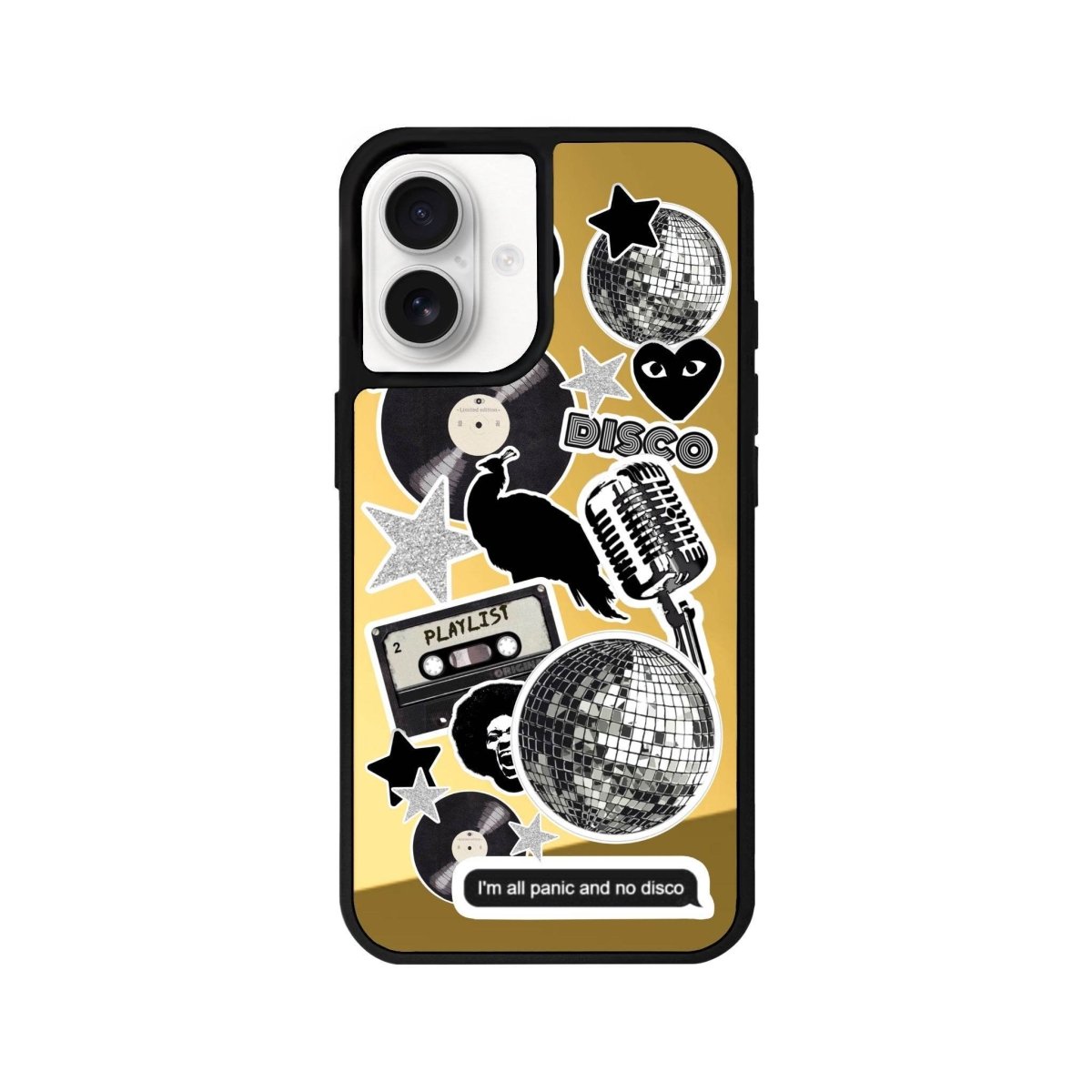 iPhone 16 Disco Stickers Mirror Aynalı Telefon Kılıfı Altın - SUMTHINCS
