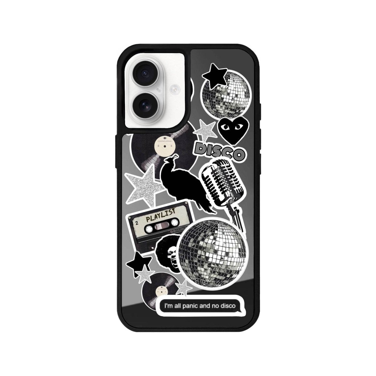 iPhone 16 Disco Stickers Mirror Aynalı Telefon Kılıfı Antrasit - SUMTHINCS