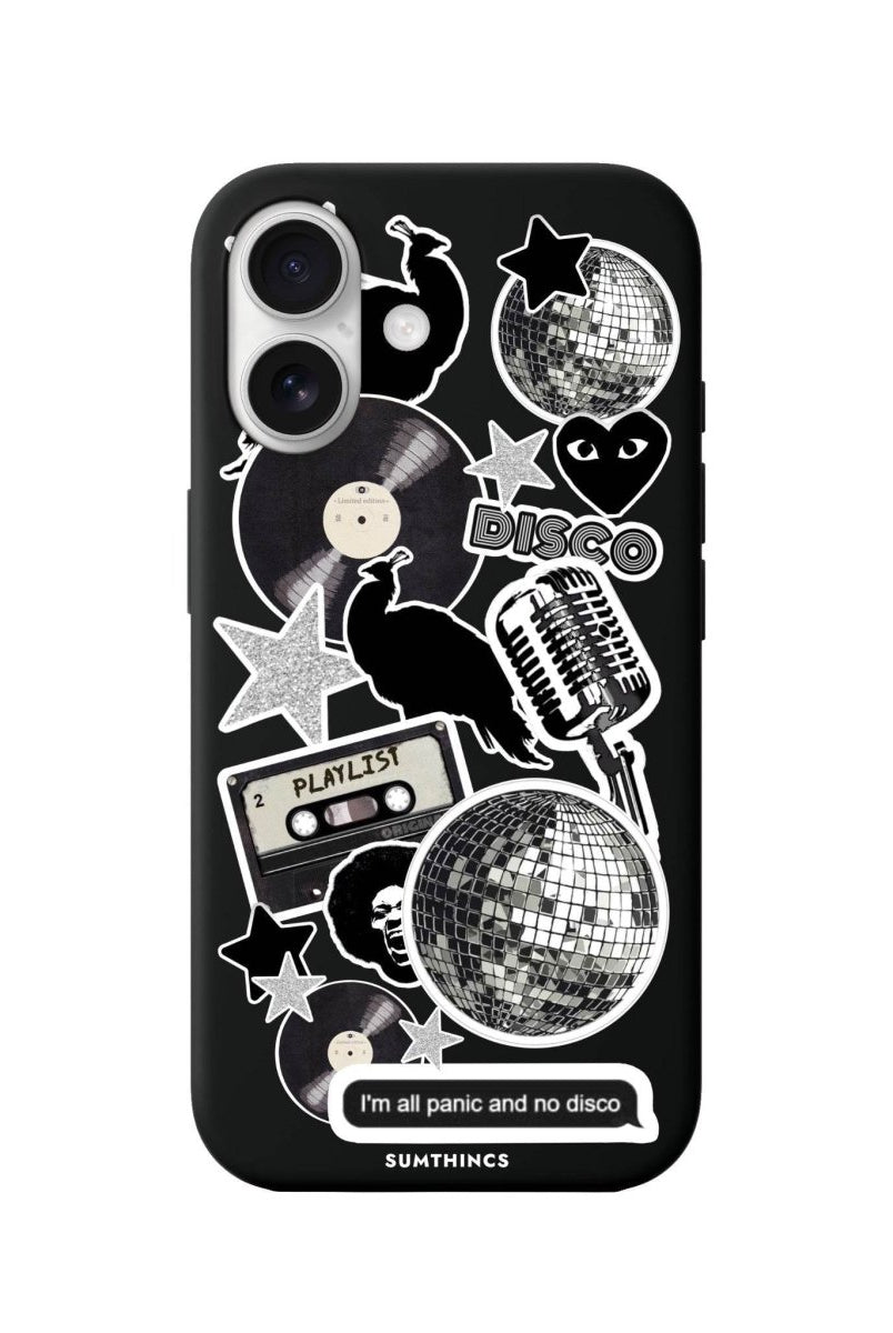 iPhone 16 Disco Stickers Premium Telefon Kılıfı Siyah - SUMTHINCS