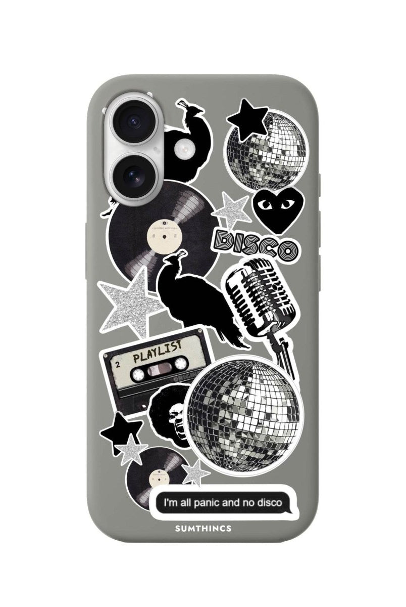 iPhone 16 Disco Stickers Premium Telefon Kılıfı Gri - SUMTHINCS