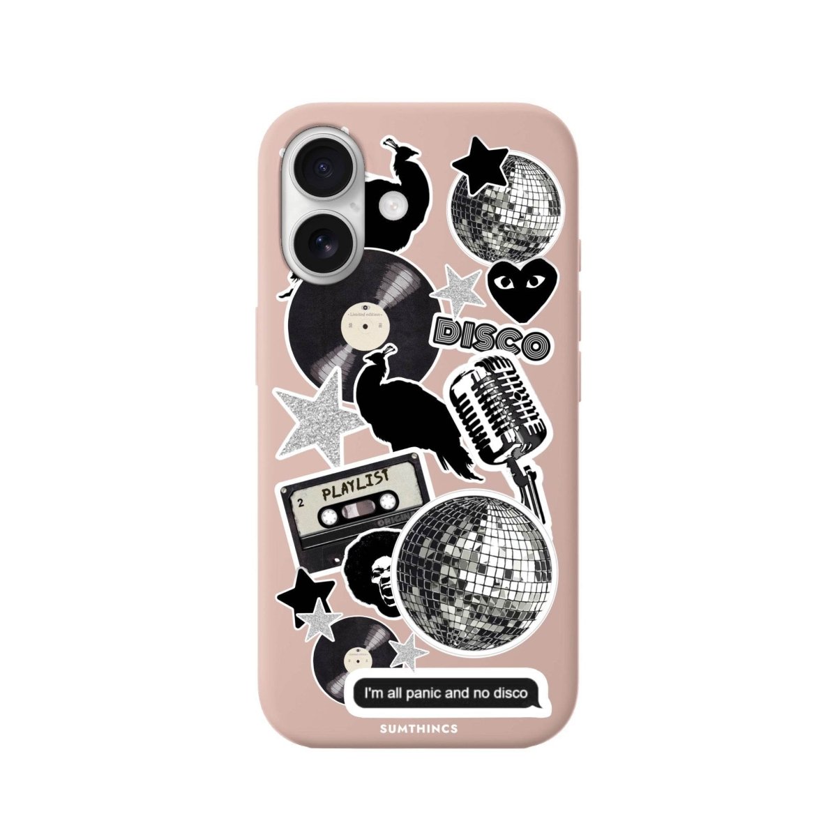 iPhone 16 Disco Stickers Premium Telefon Kılıfı Bej - SUMTHINCS