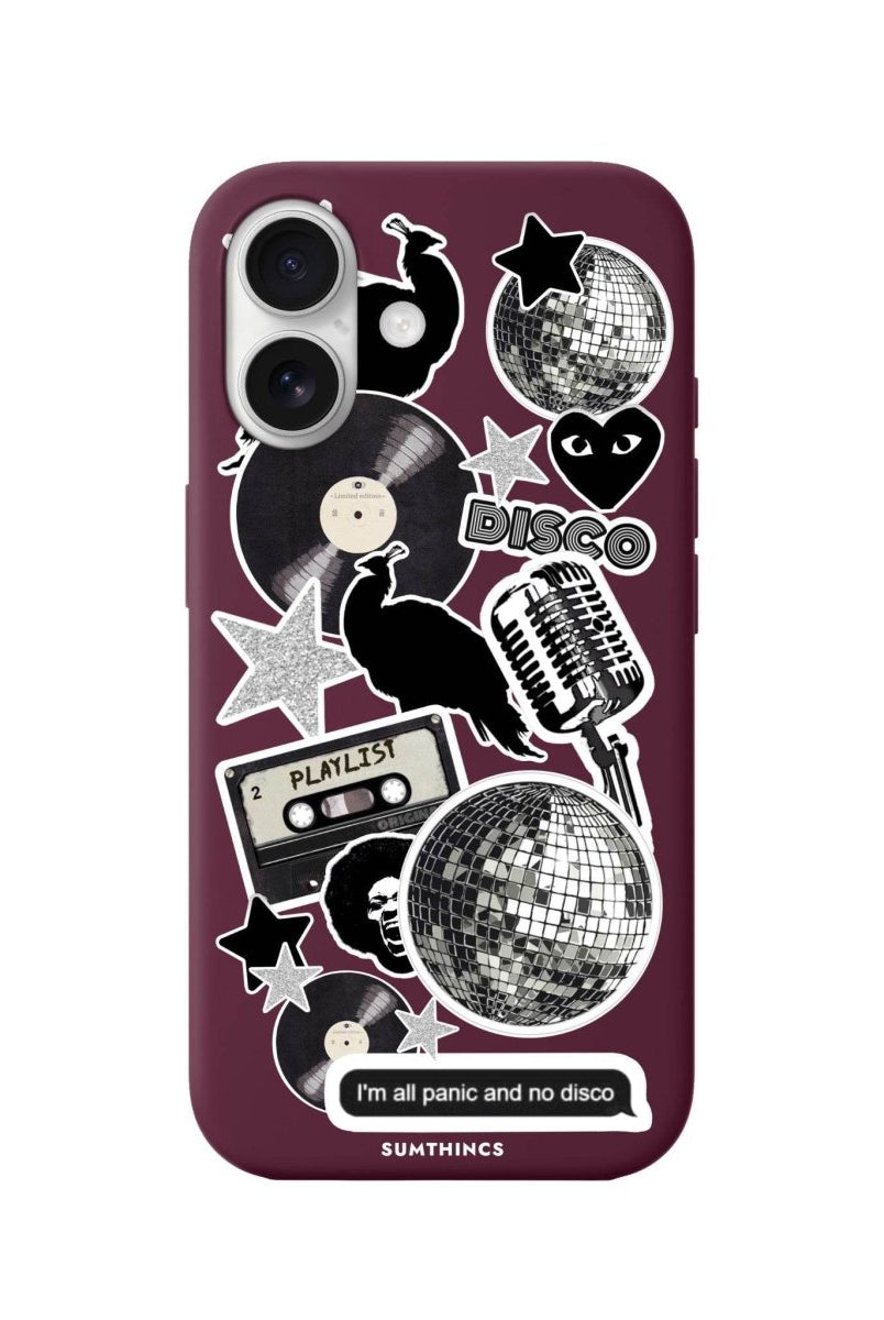 iPhone 16 Disco Stickers Premium Telefon Kılıfı Bordo - SUMTHINCS