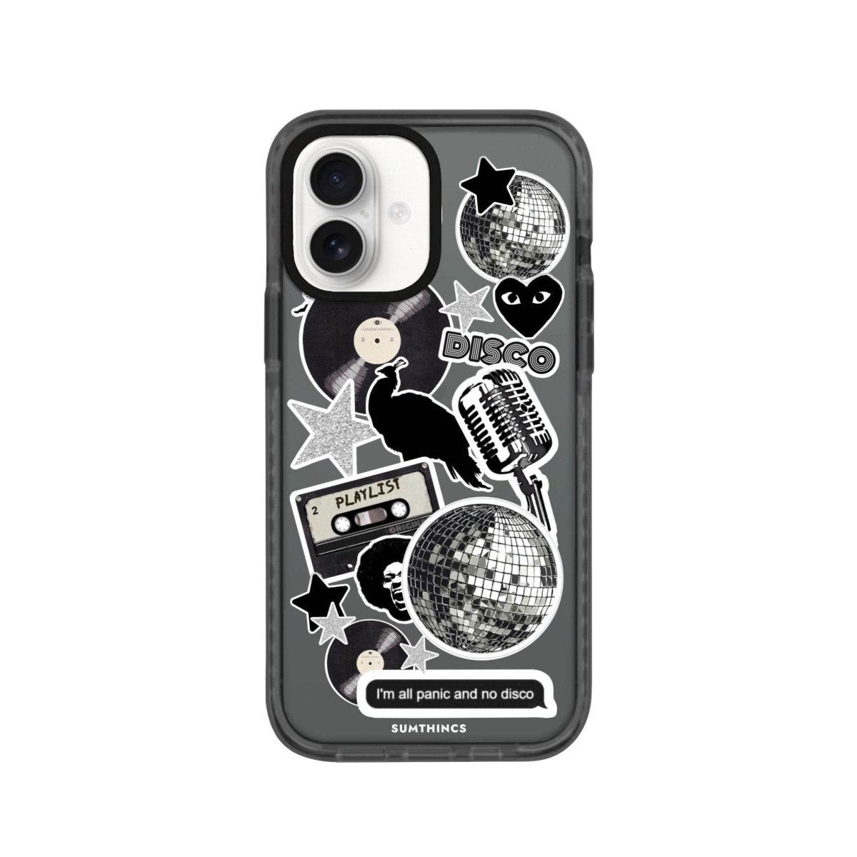 iPhone 16 Disco Stickers Procase Şeffaf Telefon Kılıfı Antrasit - SUMTHINCS