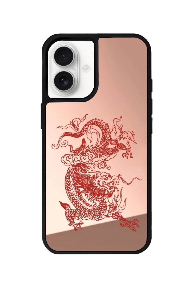 iPhone 16 Dragon Mirror Aynalı Telefon Kılıfı Metalik Pembe - SUMTHINCS