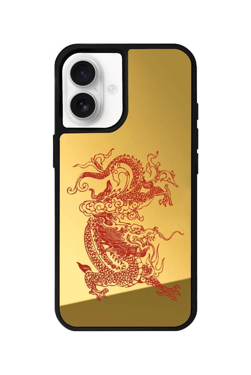 iPhone 16 Dragon Mirror Aynalı Telefon Kılıfı Altın - SUMTHINCS