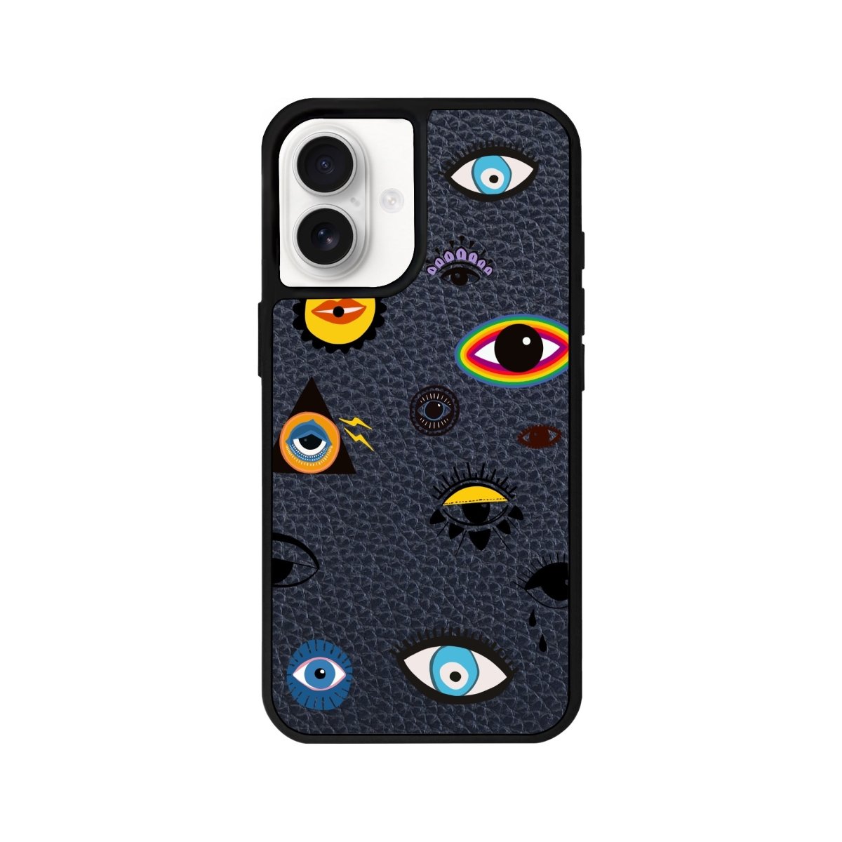 iPhone 16 Eye Stickers Leather Vegan Deri Telefon Kılıfı Pasifik Mavi - SUMTHINCS