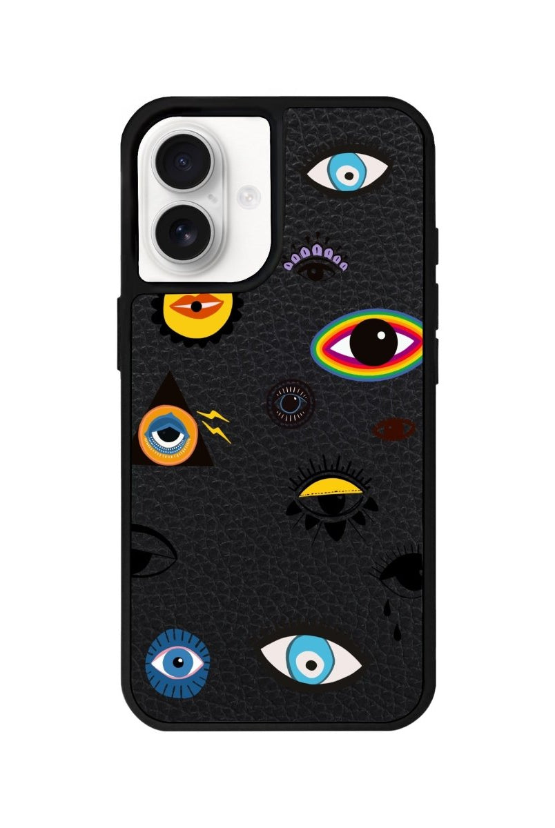 iPhone 16 Eye Stickers Leather Vegan Deri Telefon Kılıfı - SUMTHINCS