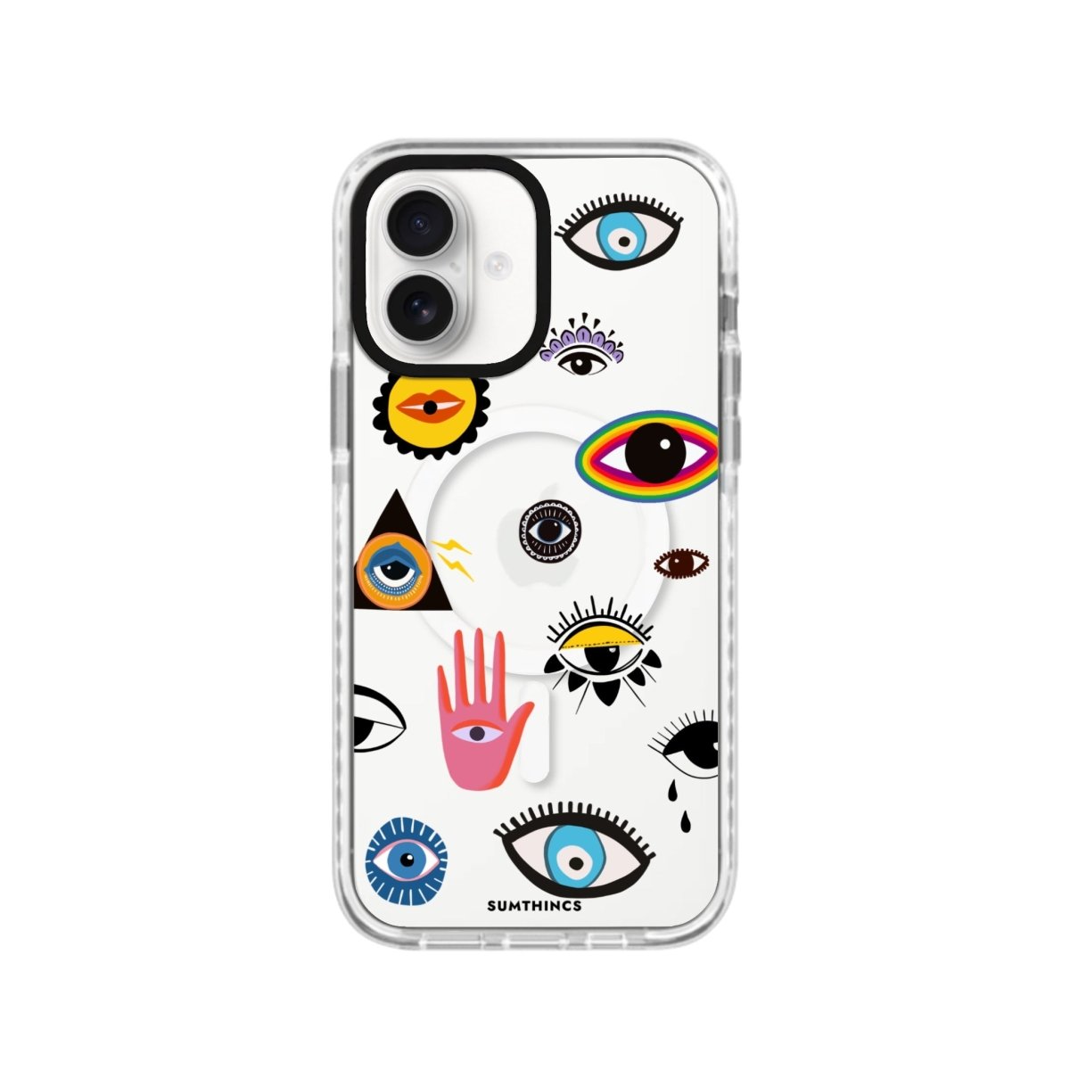 iPhone 16 Eye Stickers Magsafe Procase Şeffaf Telefon Kılıfı Beyaz Şeffaf - SUMTHINCS