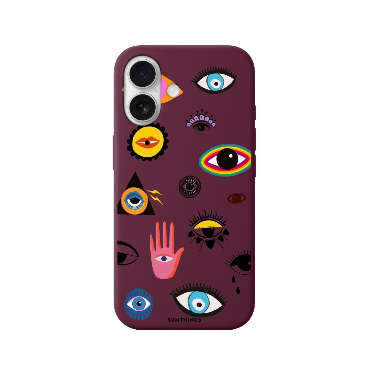 iPhone 16 Eye Stickers Premium Telefon Kılıfı Bordo - SUMTHINCS