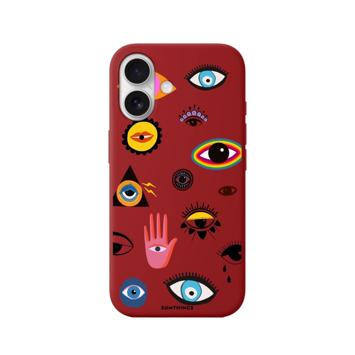 iPhone 16 Eye Stickers Premium Telefon Kılıfı Kırmızı - SUMTHINCS