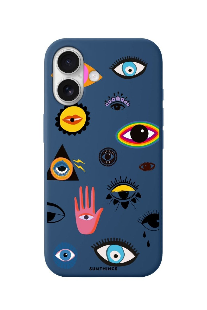 iPhone 16 Eye Stickers Premium Telefon Kılıfı Pasifik Mavi - SUMTHINCS