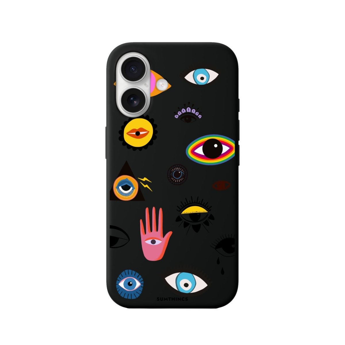 iPhone 16 Eye Stickers Premium Telefon Kılıfı Siyah - SUMTHINCS