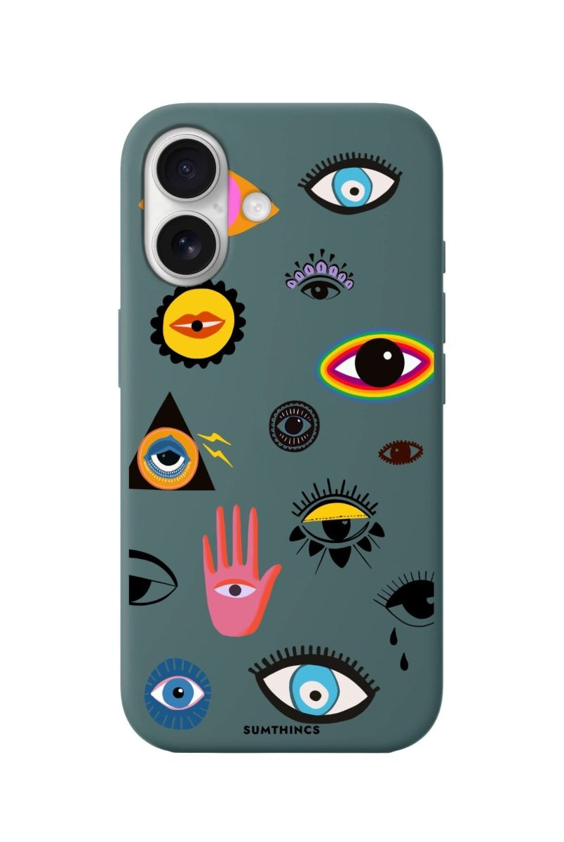 iPhone 16 Eye Stickers Premium Telefon Kılıfı Kaktüs Yeşili - SUMTHINCS