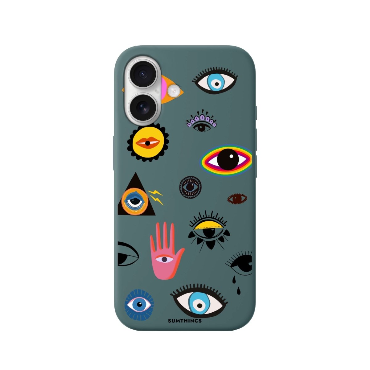 iPhone 16 Eye Stickers Premium Telefon Kılıfı Kaktüs Yeşili - SUMTHINCS