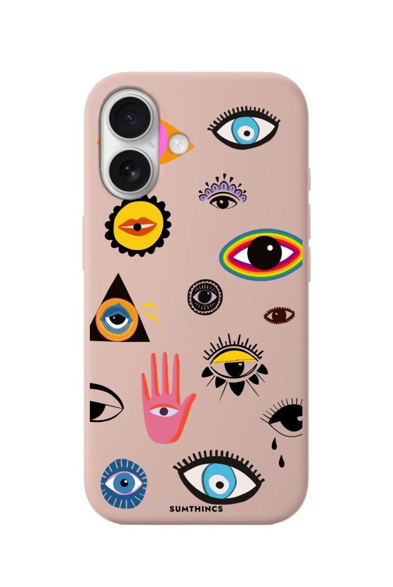 iPhone 16 Eye Stickers Premium Telefon Kılıfı Bej - SUMTHINCS