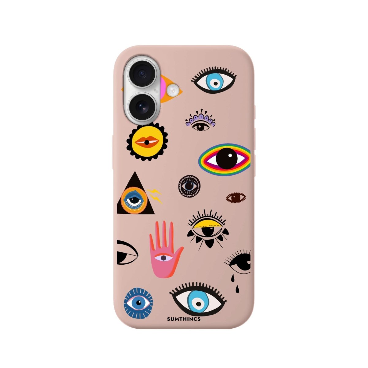 iPhone 16 Eye Stickers Premium Telefon Kılıfı Bej - SUMTHINCS