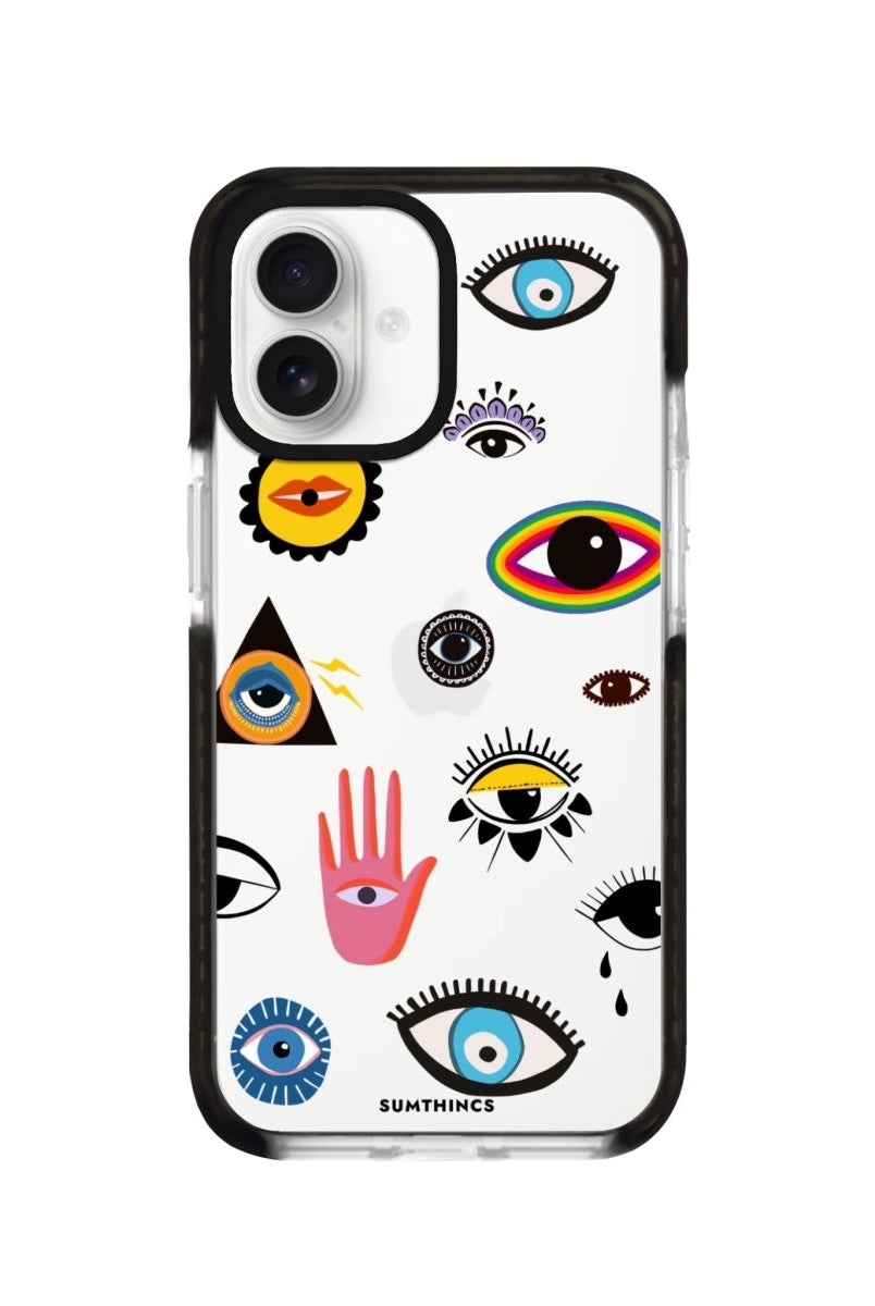 iPhone 16 Eye Stickers Procase Şeffaf Telefon Kılıfı Siyah Şeffaf - SUMTHINCS