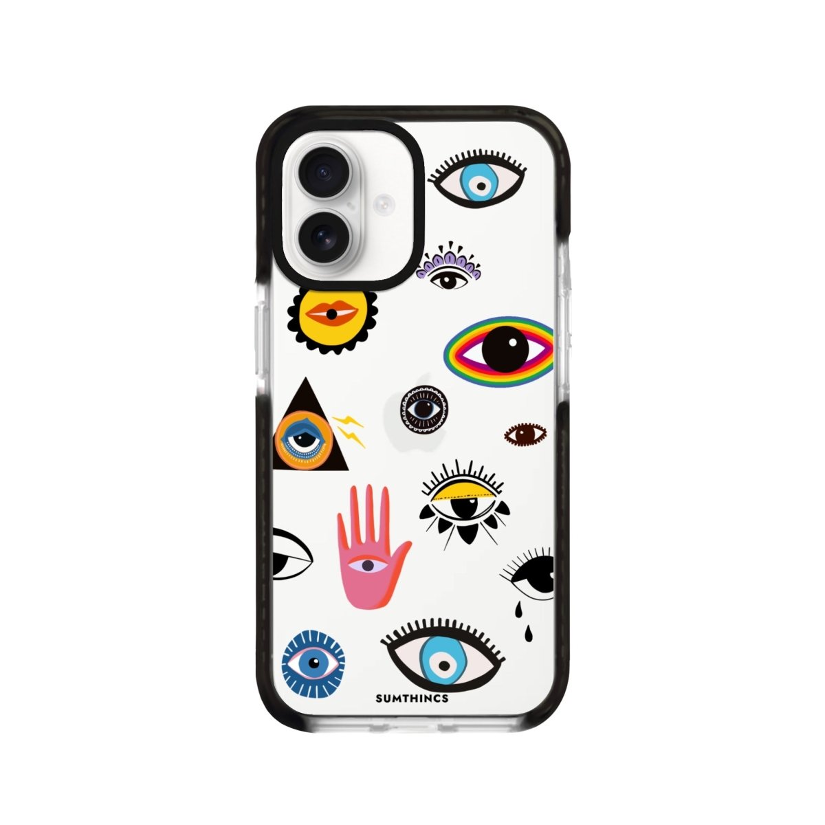 iPhone 16 Eye Stickers Procase Şeffaf Telefon Kılıfı Siyah Şeffaf - SUMTHINCS