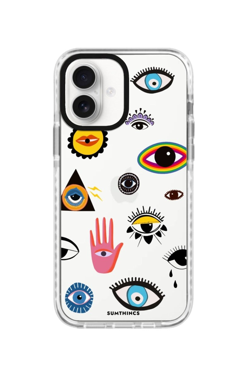 iPhone 16 Eye Stickers Procase Şeffaf Telefon Kılıfı Beyaz Şeffaf - SUMTHINCS