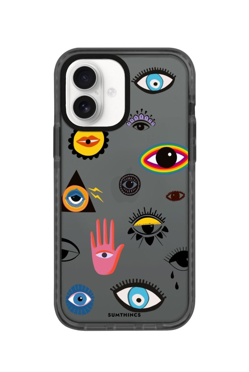 iPhone 16 Eye Stickers Procase Şeffaf Telefon Kılıfı Antrasit - SUMTHINCS