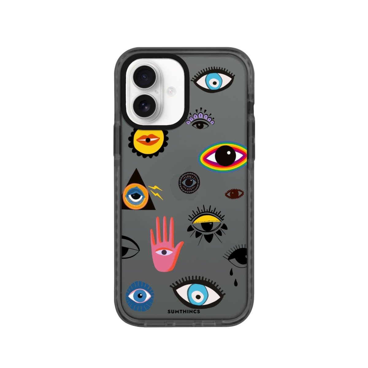 iPhone 16 Eye Stickers Procase Şeffaf Telefon Kılıfı Antrasit - SUMTHINCS