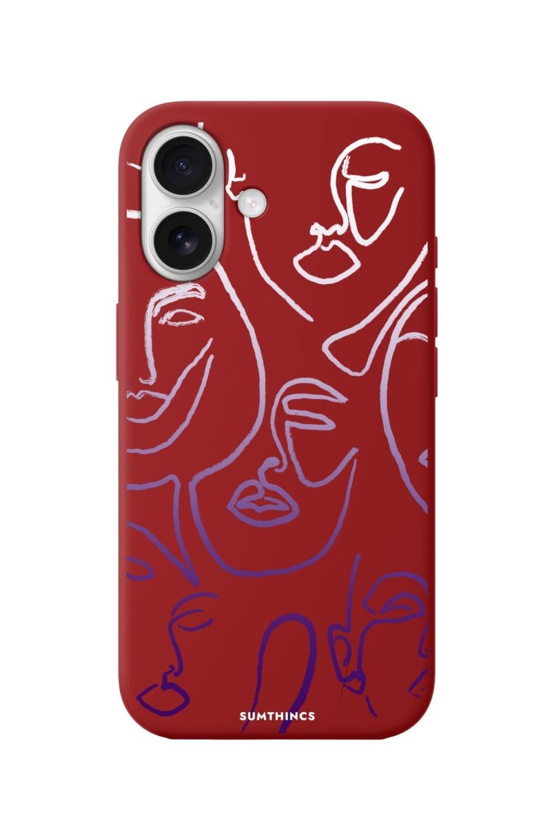 iPhone 16 Faces Premium Telefon Kılıfı Kırmızı - SUMTHINCS
