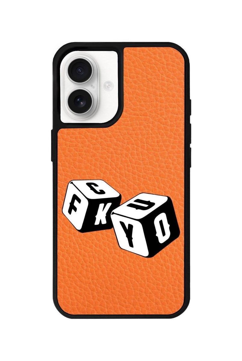 iPhone 16 Fck You Leather Vegan Deri Telefon Kılıfı Turuncu - SUMTHINCS