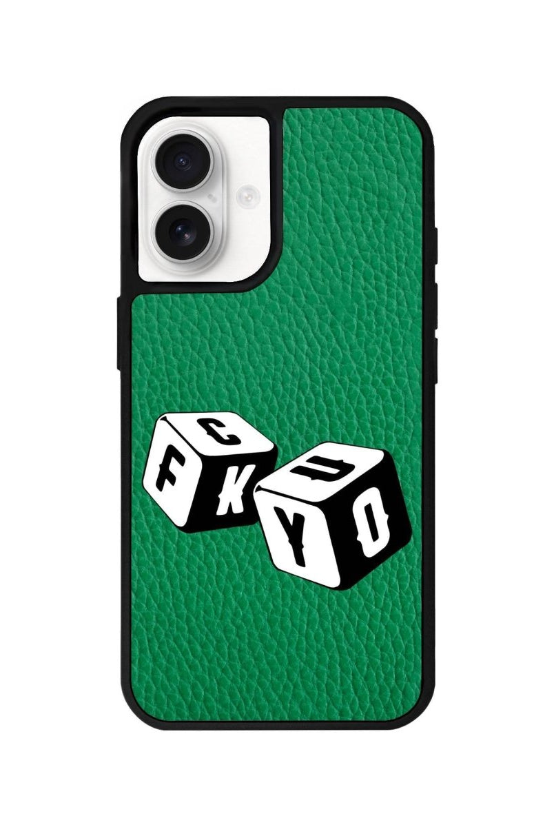 iPhone 16 Fck You Leather Vegan Deri Telefon Kılıfı Yeşil - SUMTHINCS
