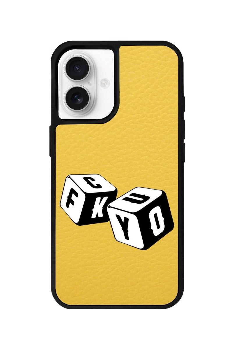 iPhone 16 Fck You Leather Vegan Deri Telefon Kılıfı Sarı - SUMTHINCS