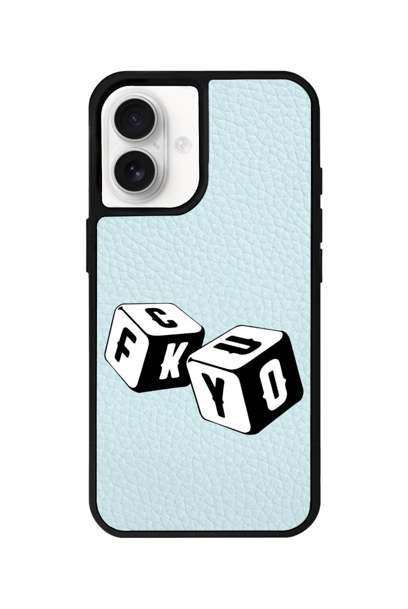 iPhone 16 Fck You Leather Vegan Deri Telefon Kılıfı Açık Mavi - SUMTHINCS