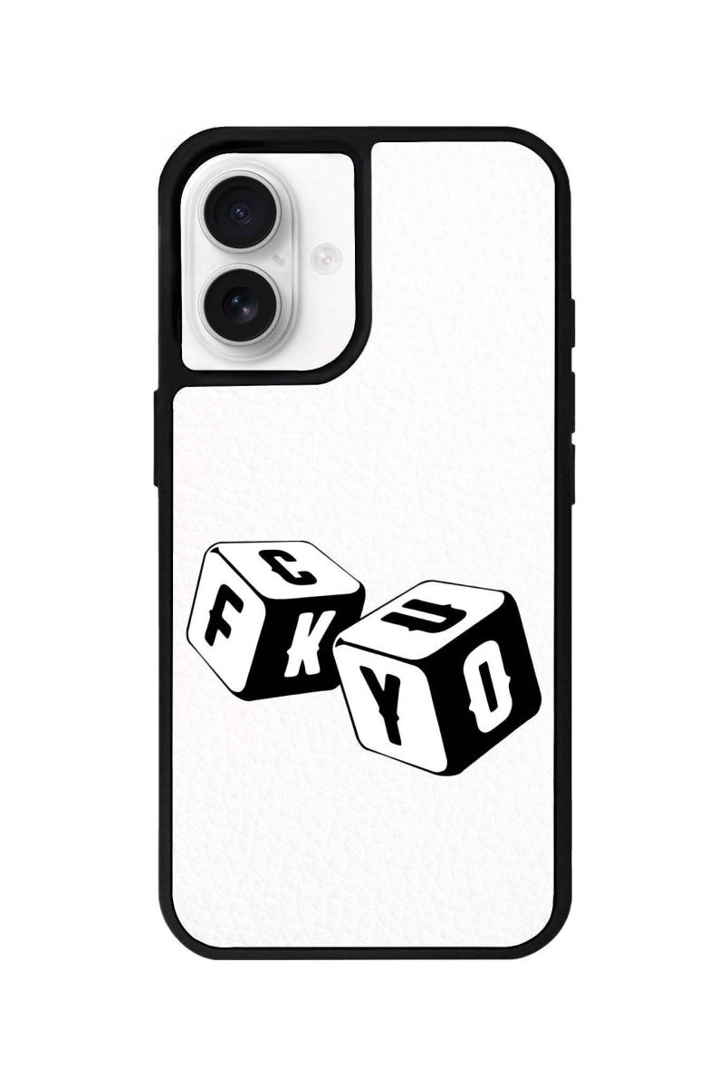 iPhone 16 Fck You Leather Vegan Deri Telefon Kılıfı Beyaz - SUMTHINCS