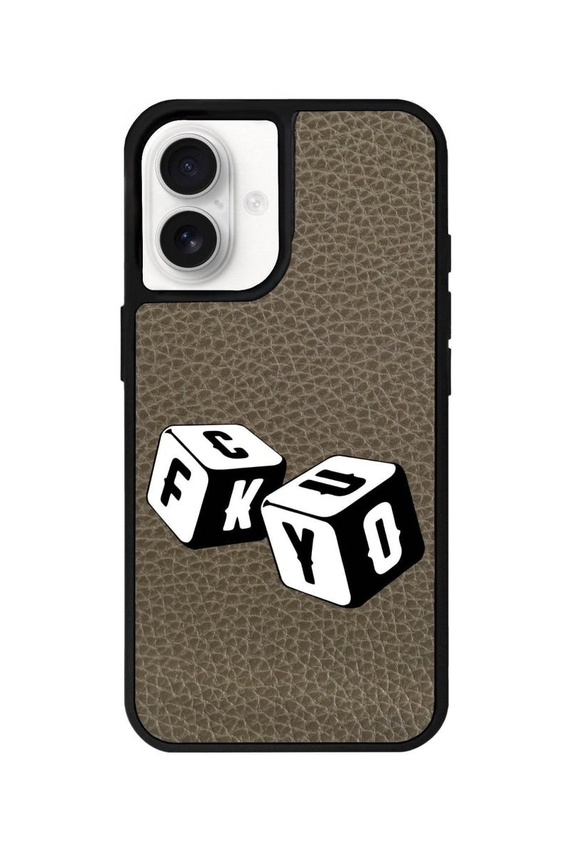 iPhone 16 Fck You Leather Vegan Deri Telefon Kılıfı Haki - SUMTHINCS